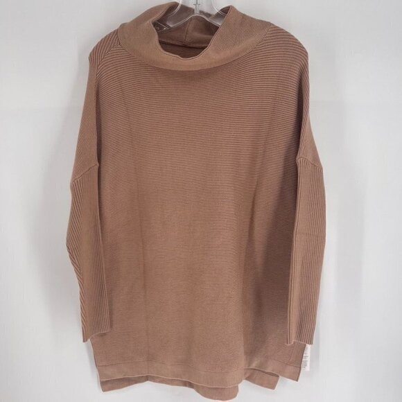 Lillusory Size S Tan Mock Neck Ribbed Knit Tunic Sweater - Picture 1 of 4
